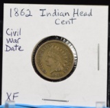 1862 Indian Head Cent Civil War Date XF