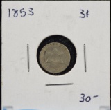 1853 Three Cent Silver VF