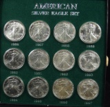 1986-1997 12 Silver American Eagles Set UNC