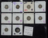 Sheet of 10 Barber Dimes with Semi Key Dates