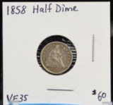 1858 Seated Half Dime VF35