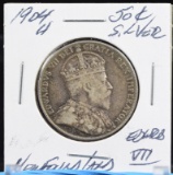 1904H Silver 50C Newfoundand Toned Edward VII