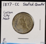 1877-CC Seated Liberty Quarter Carson City Mint F