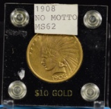 1908 $10 Gold Indian No Motto RARE Type