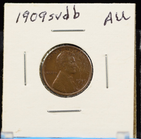 1909-S VDB Lincoln Cent AU Hard Date