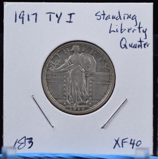 1917 Type 1 Standing Liberty Quarter XF40