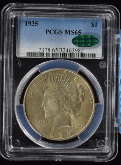 1935 Peace Dollar PCGS MS-65 CAC Very Light Toning