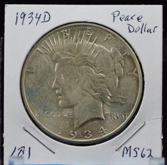 1934-D Peace Dollar MS62