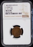 1863 CWT New York NY Token NGC MS-65 BRN