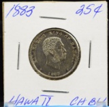 1883 Hawaii Quarter Lite Toned Better Date Very Attractive PQ CH/BU