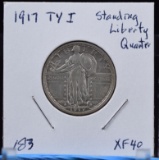 1917 Type 1 Standing Liberty Quarter XF40