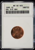 1995 DD Obv Lincoln Cent ANACS MS-66