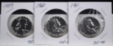 1959, 60 & 61 Silver Proof Franklin Half Dollars 3 Coins