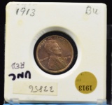 1913 Lincoln Cent Plastic Holder Stain BU