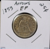 1853 Seated Quarter Arrows/ Rays EF