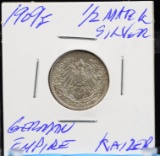 1909F Silver Half Mark German Empire Kaiser Better Date MM