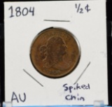 1804 Half Cent AU Spiked Chin