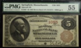 1882 $5 Brown Back Agawam NB of Springfield PMG 55 Very Rare Highest Grade