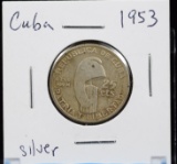 1953 Silver Cuba 25 Centavos