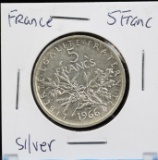 1966 Silver France 5 Francs