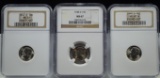 1947-D, 48-D & 49-D Roosevelt Dimes NGC MS-67