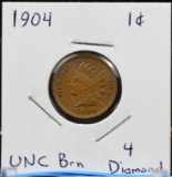 1904 Indian Head Cent UNC Brown 4 Diamond