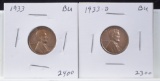 1933 & 1933-D Lincoln Cents 2 Coins