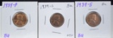 1939 & 1939-S 2 Lincoln Cents 3 Coins