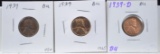 1939 2 & 39-D Lincoln Cents 3 Coins