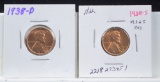 1938-D & 1938-S Lincoln Cents 2 Coins