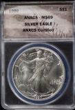 1990 American Silver Eagle ANACS MS-69