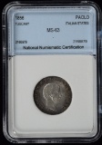 1856 Tuscany Italian Stated Silver Paolo NNC 63 Nice Tone Very Scarce