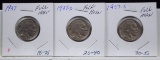 1937, 37-D & 37-S Buffalo Nickels 3 Coins D