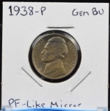 1938 Jefferson Nickel GEM BU Proof Like Mirror Surfaces