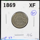 1869 Shield Nickel XF