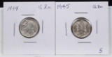 1944 & 1945 Mercury Dimes CH/BU