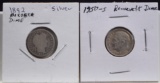 1892 Barber & 1950-S Roosevelt Dimes 2 Coins