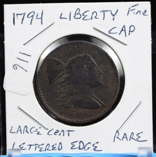 1794 Liberty Large Cent w/lettered edge RARE Fine