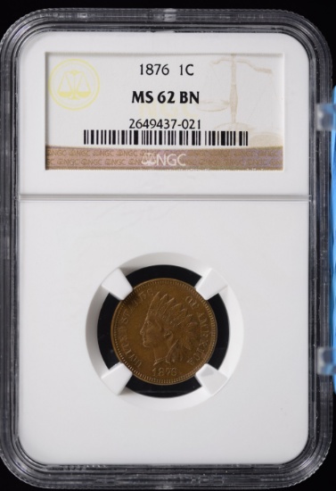 1876 Indian Head Cent NGC MS-62 BN