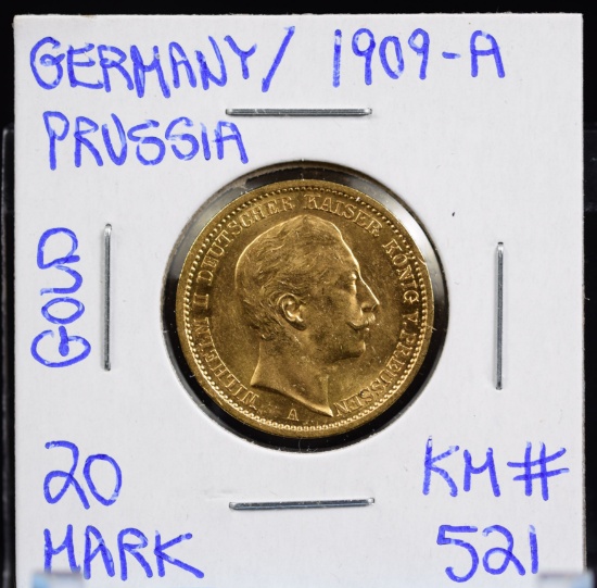 1909-A Gold 20 Mark Germany/Prussia UNC
