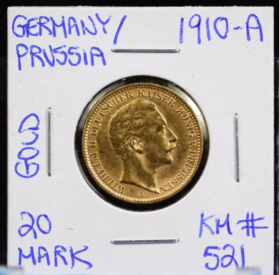 1910-A Gold 20 Mark Germany/Prussia UNC