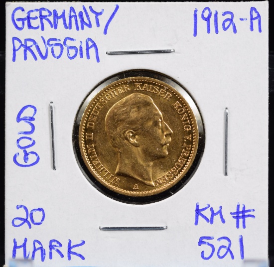 1912-A Gold 20 Mark Germany/Prussia UNC