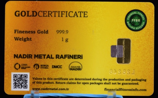 Financial Fittness Bullion Reserve 1gram of Gold