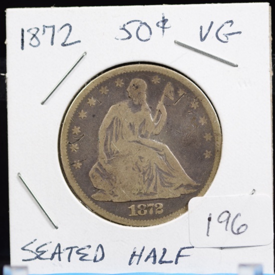 1872 Seated Half Dollar Very Good