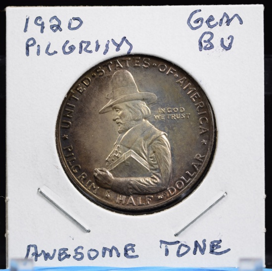 1920 Pilgrim Commen Half Dollar Super Tone GEM UNC
