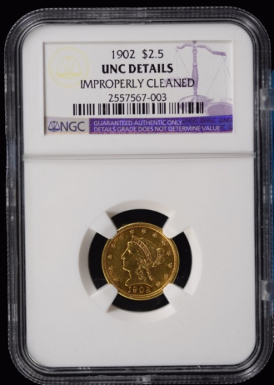 1902 $2.5 Gold Liberty NGC UNC details