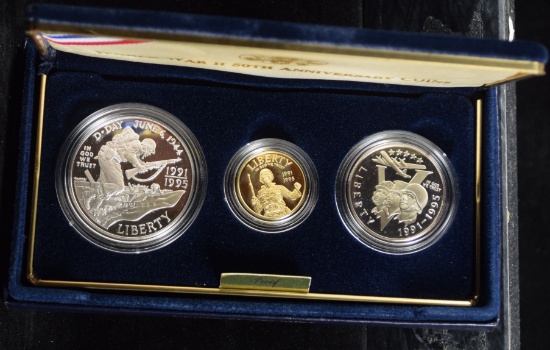 1991 Gold WWII 50th Anniversary Coin 3pc Set