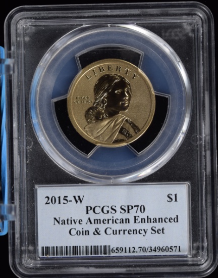 2015-W Native American Enhanced Coin & Currency PCGS SP-70