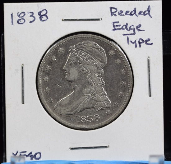 1838 Bust Half Dollar Reeded Edge Type XF