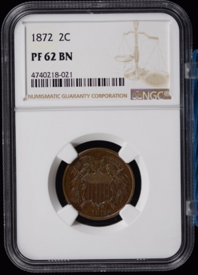 1872 Two Cent Piece  NGC PF-62 Brown